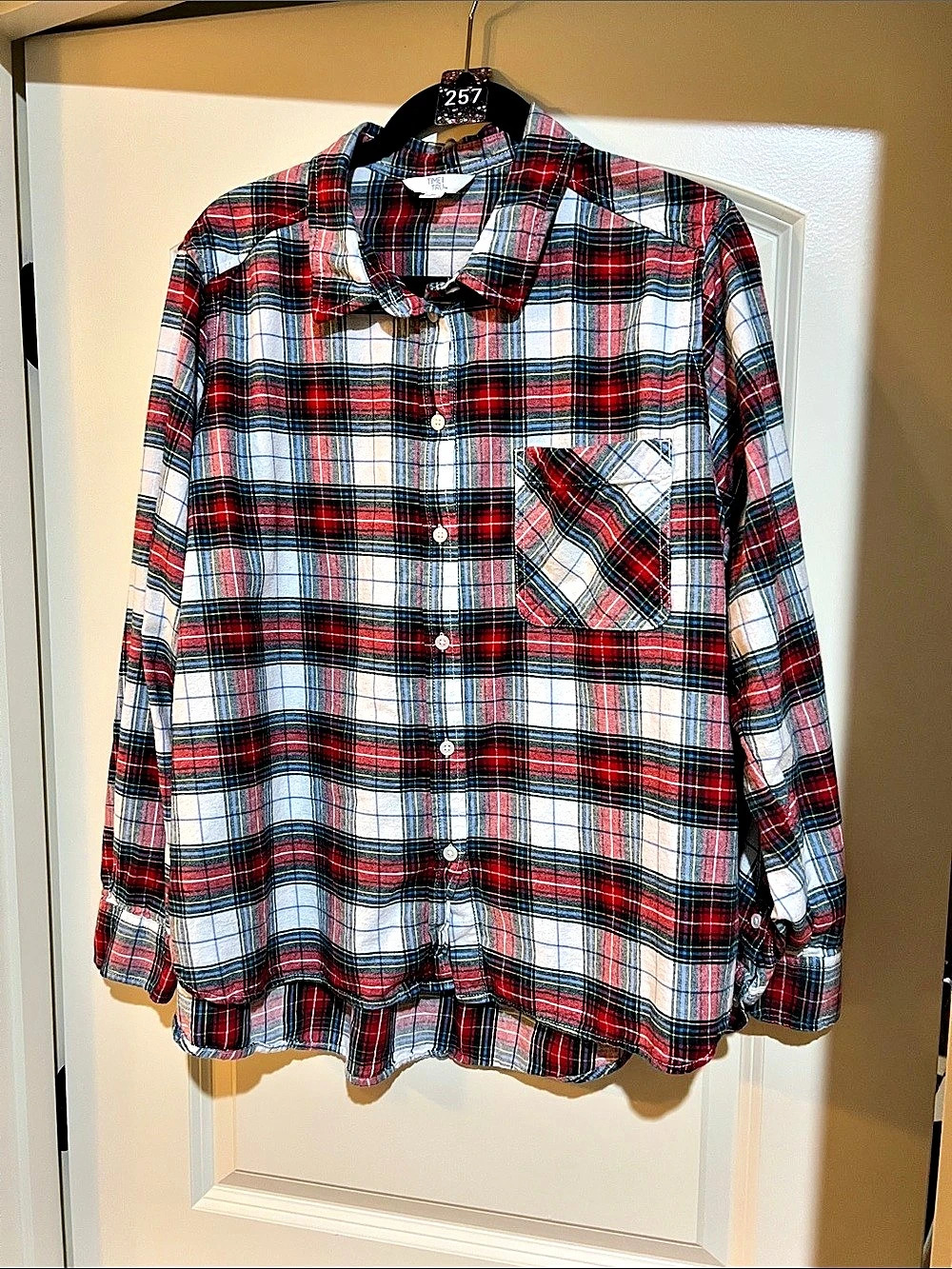 Time and Tru Plaid Cotton Button Down Size XL Like New H257